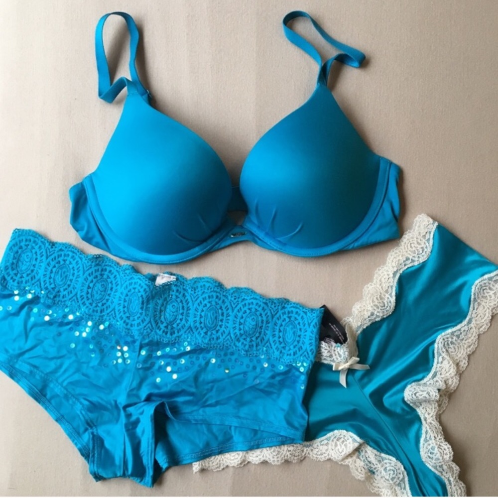 Preloved/NWOT VS 3 Piece Set Teal 34C/Sz Small